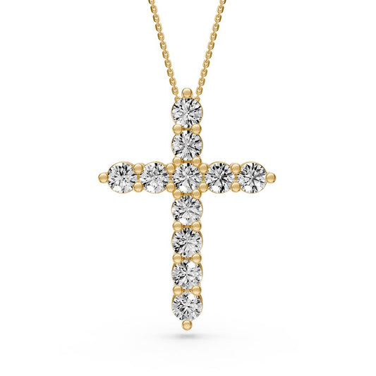 Diamond Cross Pendant in Yellow Gold JFA13474