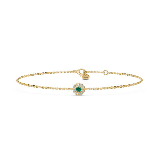 Green Sapphire Bracelet with Diamonds in Yellow Gold R02180325