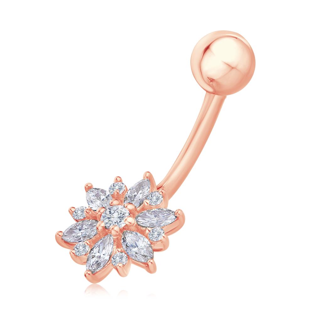 Diamond Navel Piercing in Rose Gold  JFA9772