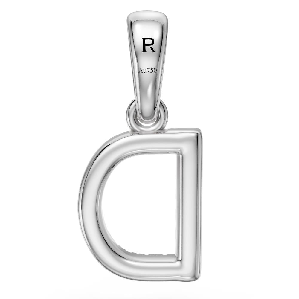 White Gold Mini Pendant Necklace with Diamonds, letter D JFA201728