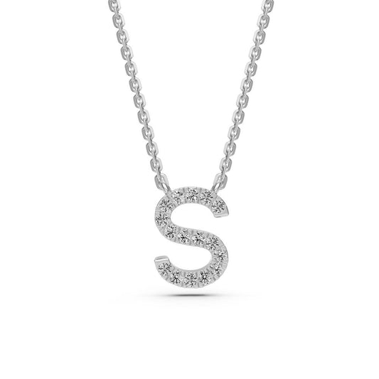 Diamond Letter S Pendant in White Gold R22381124