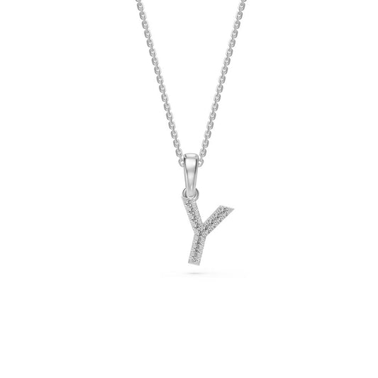 White Gold Mini Pendant Necklace with Diamonds, letter Y JFA199003