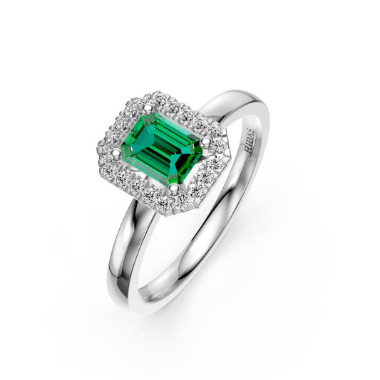 Diamond Ring with Tsavorites in White Gold R36301224
