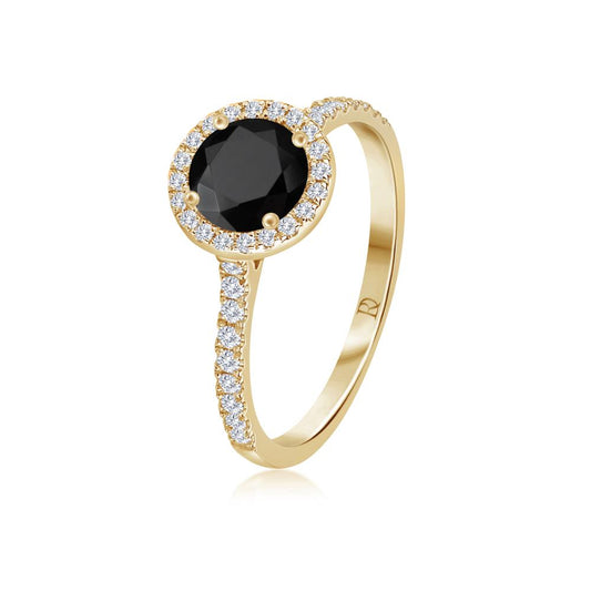 Black Diamond Ring in Yellow Gold NA1467B