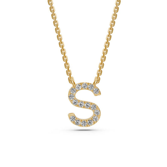 Diamond Letter S Pendant in Yellow Gold R34951224