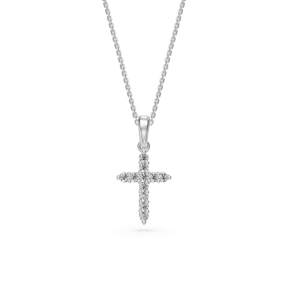 Diamond Cross Necklaces in White Gold R22041124