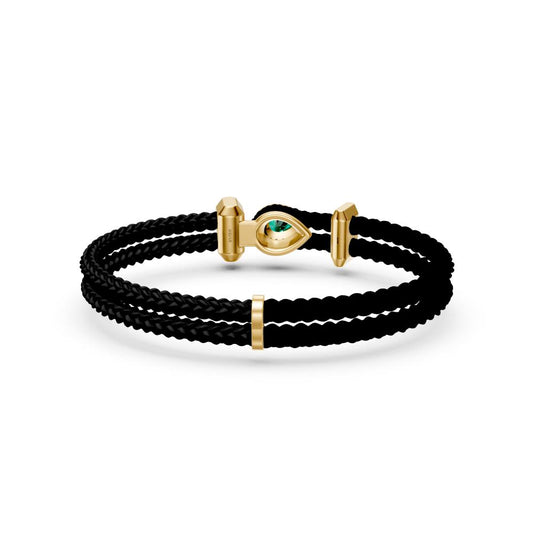 Leather Bracelet with Tsavorite and Diamonds AABR0231