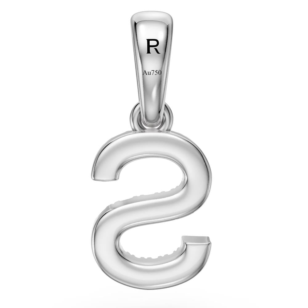 White Gold Mini Pendant Necklace with Diamonds, letter S JFA201737