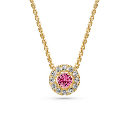 Pink Sapphires and Diamond Halo Necklace R35811224