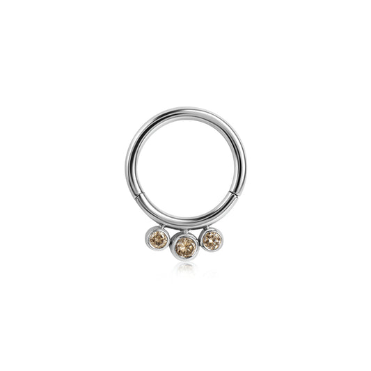 Cognac Diamond Hoop Earring in White Gold JFA04862