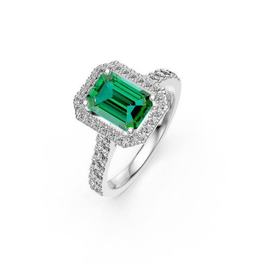 Diamond Ring with Tsavorite in White Gold R36331224