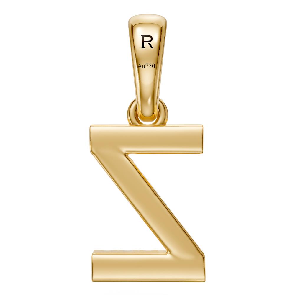 Yellow Gold Mini Pendant Necklace with Diamonds, letter Z JFA199030