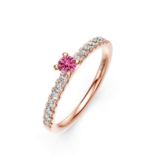 Diamond Ring with Pink Sapphire in Rose Gold R03430325