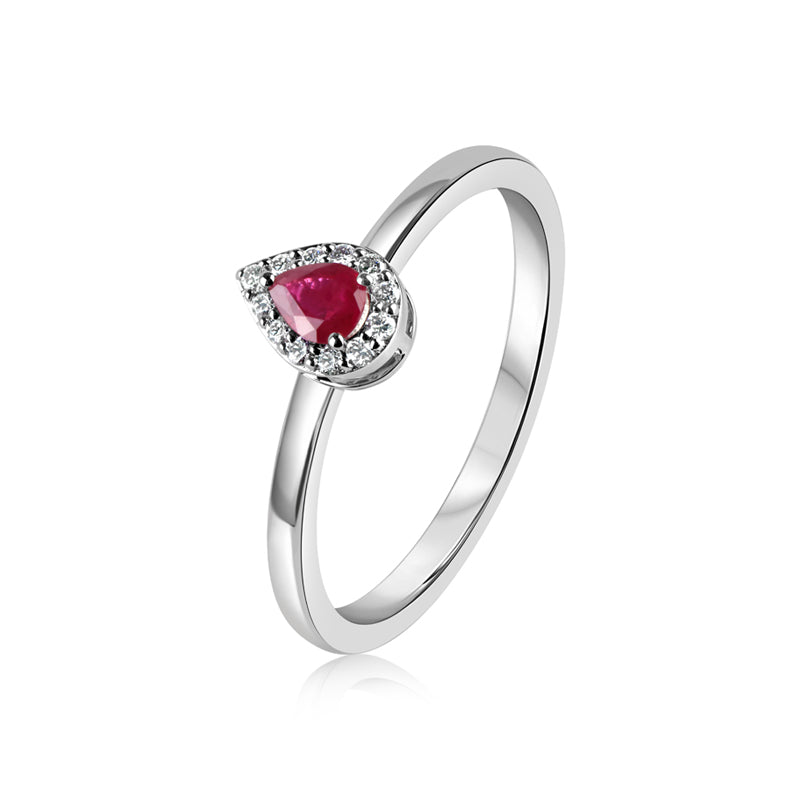 Ruby and Diamond Ring in White Gold JFA0761