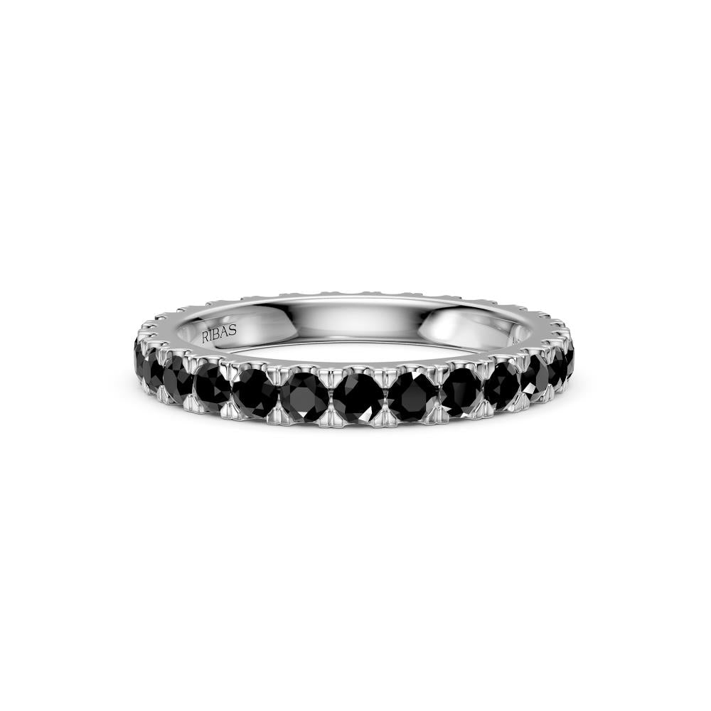 Black Diamond Band Ring in White Gold JFA200824