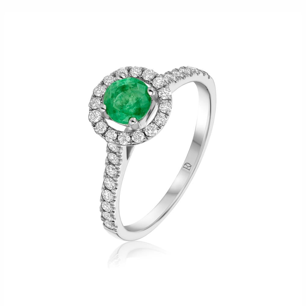 Emerald and Diamond Ring in White Gold JFA6327