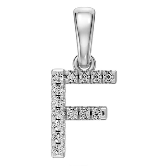 White Gold Mini Pendant Necklace with Diamonds, letter F JFA198993