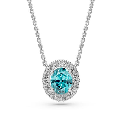 Paraiba and Diamond Halo Necklace R36361224