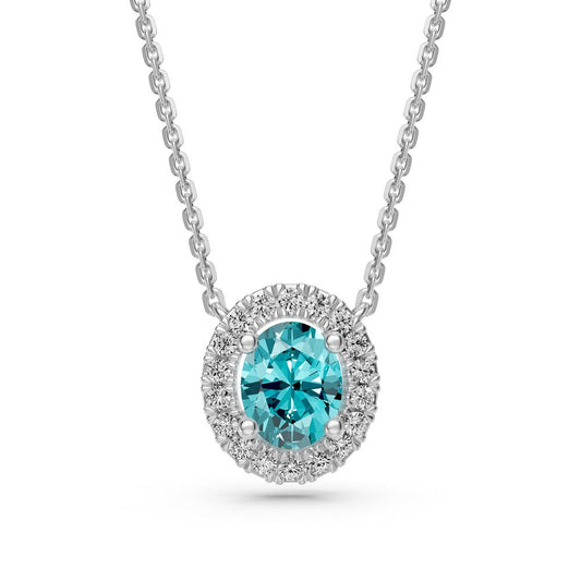 Paraiba and Diamond Halo Necklace R36361224