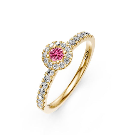 Diamond Ring with Pink Sapphire in Yellow Gold R03570325