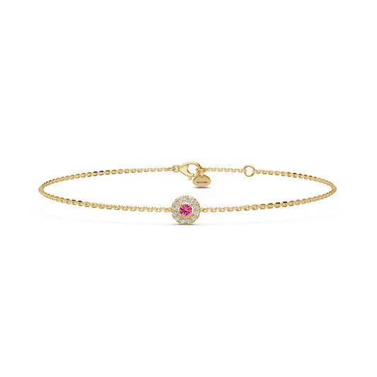 Pink Sapphire Bracelet with Diamonds in Yellow Gold R01570325