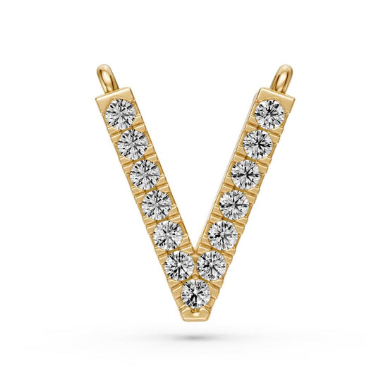 Diamond Letter V Pendant in Yellow Gold R34981224