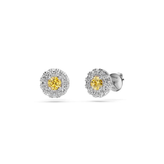 Yellow Sapphire and Diamonds Earrings in White Gold R02940325