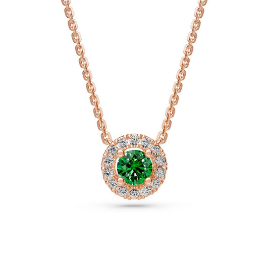 Tourmaline and Diamond Halo Necklace R35991224