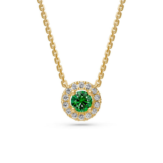Tourmaline and Diamond Halo Necklace R35991224