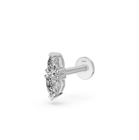 Double Marquise Piercing Stud in White Gold R28411124