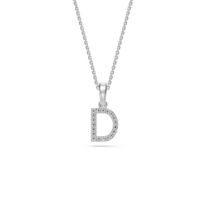 White Gold Mini Pendant Necklace with Diamonds, letter D JFA201728