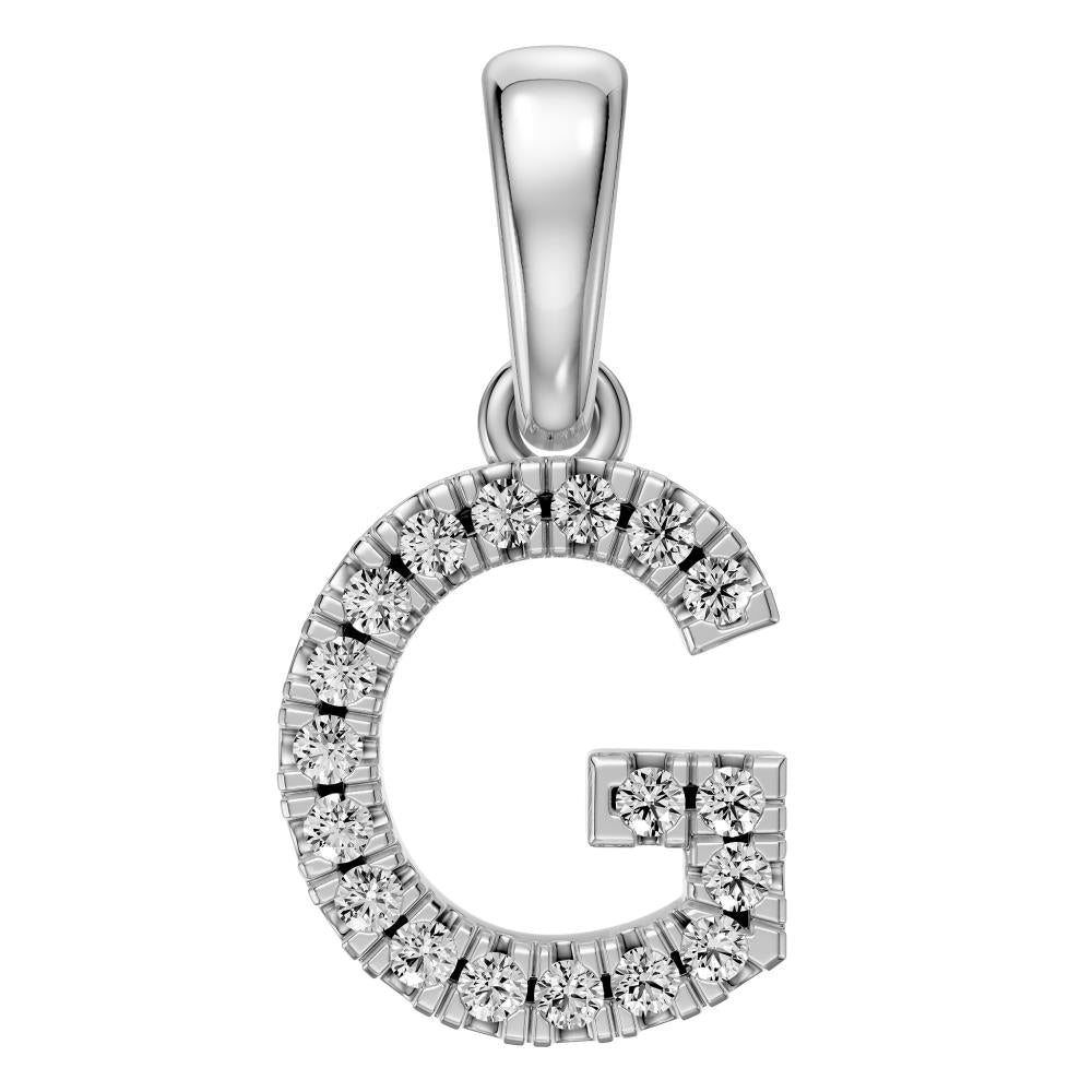 White Gold Mini Pendant Necklace with Diamonds, letter G JFA203546