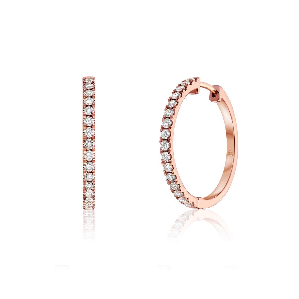 Diamond Hoop Earrings in Rose Gold JFA13464.