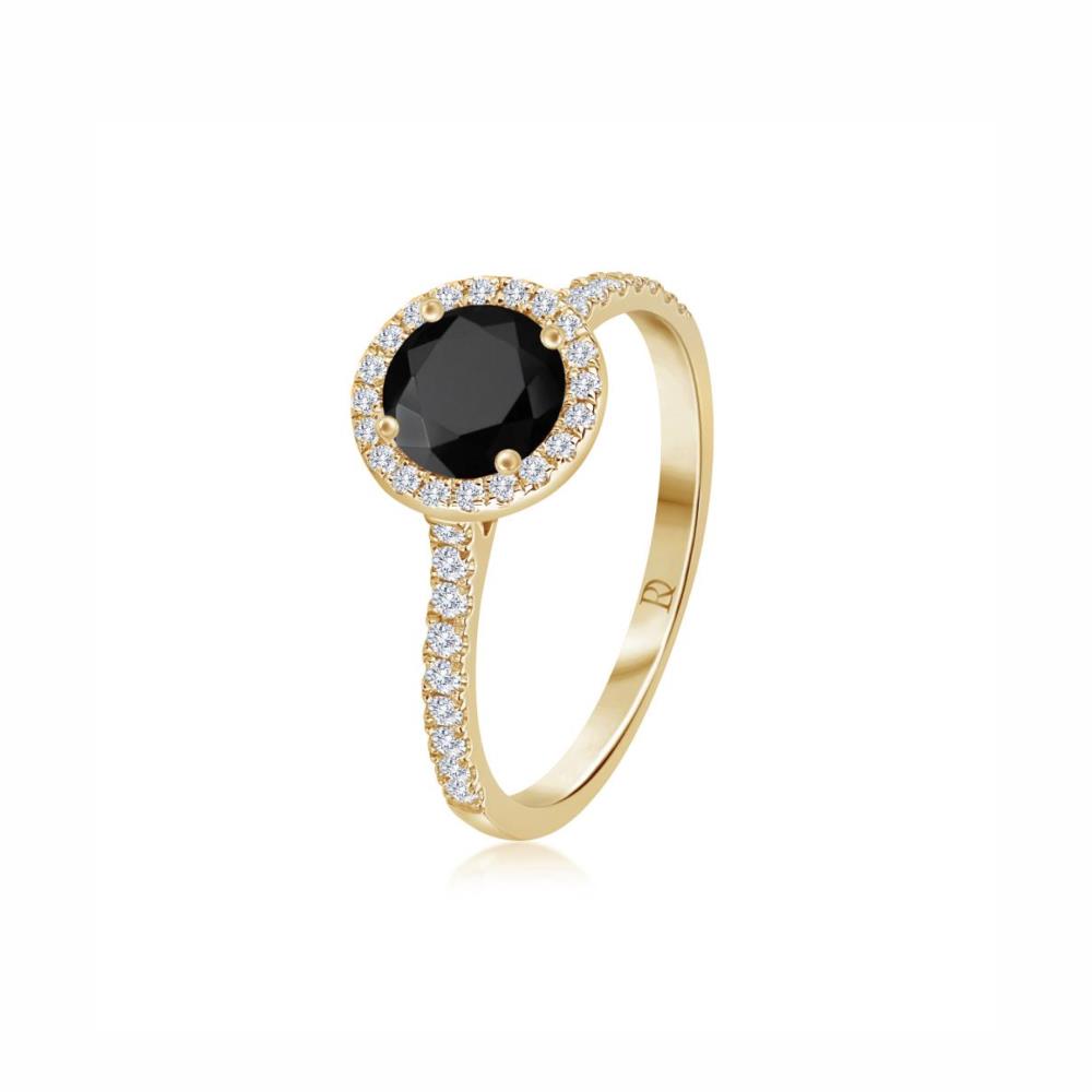 Black Diamond Ring in Yellow Gold NA1467B