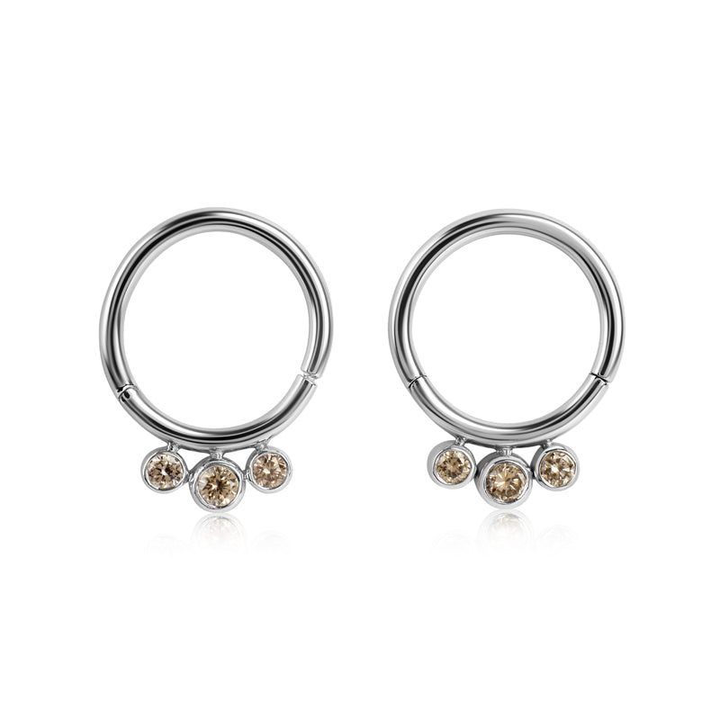 Cognac Diamond Hoop Earring in White Gold JFA04862