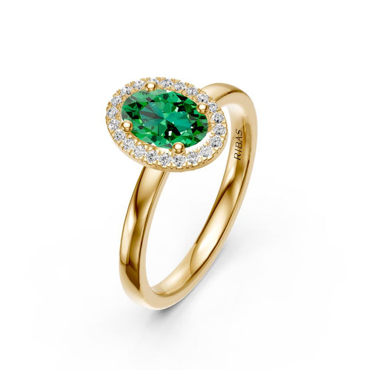 Yellow gold ring with Tsavorites R39080825