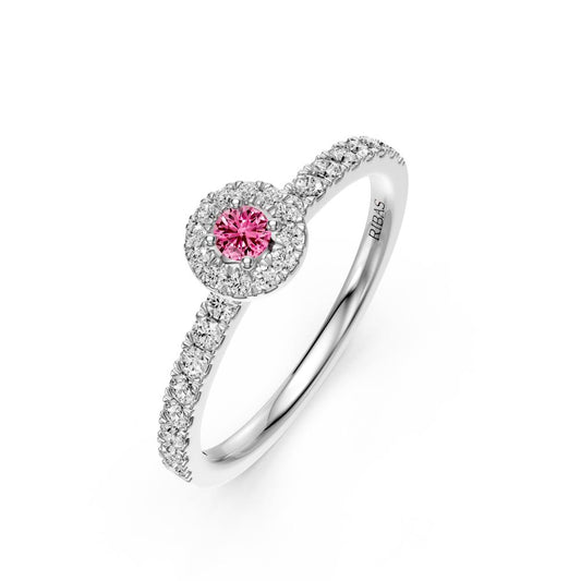 Diamond Ring with Pink Sapphire in White Gold R01860325