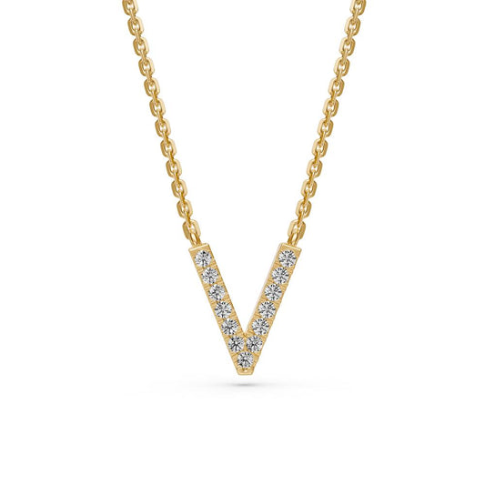 Diamond Letter V Pendant in Yellow Gold R34981224
