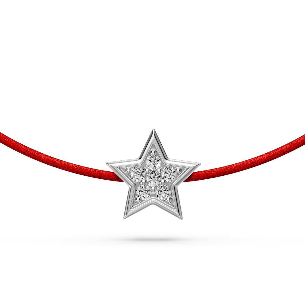 String Bracelet with Diamond in White Gold "Star" R07190924