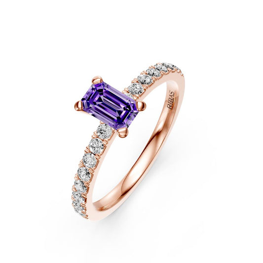 Diamond Ring with Tanzanite in Rose Gold R04100325