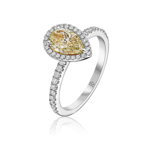 Fancy Yellow Diamond Ring in White Gold RI305418