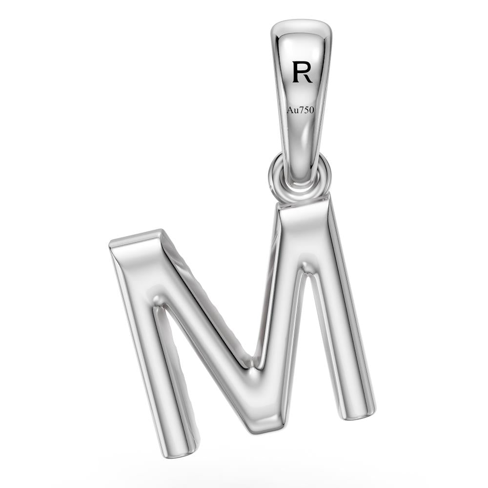 White Gold Mini Pendant Necklace with Diamonds, letter M